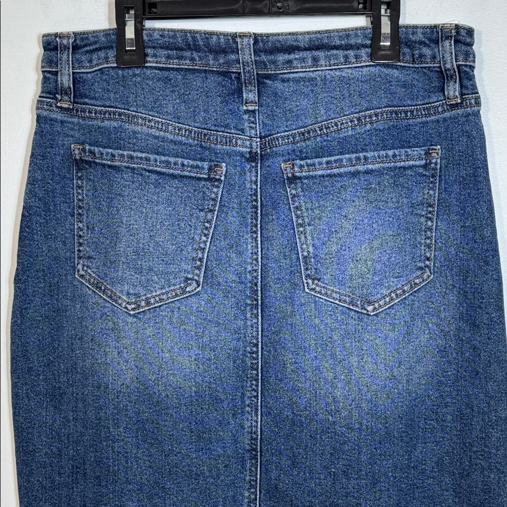 Celebrity Pink Skirt Blue Medium Wash Denim Maxi w/ High Front Slit in Sz 9 NWT - Picture 9 of 14